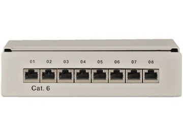 Патч-панель мини/настольная CAT 6 8 портов Серый