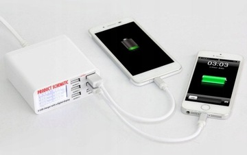 USB-зарядная станция, 6 выходов, с ЖК-дисплеем