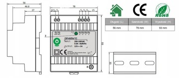 БЛОК ПИТАНИЯ СВЕТОДИОДНОГО ИНТЕРКОМА НА DIN-РЕЙКУ 24В/2,5А пластик DIN60W24