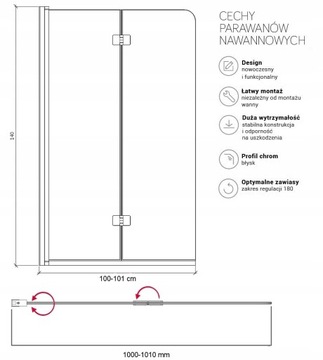 BESCO MODERN ВАННА 170x70 ЭКРАН КОРПУС 100x140