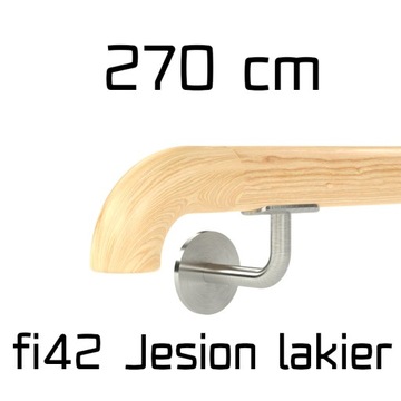 Poręcz ścienna drewniana fi42 270cm fajki jesion