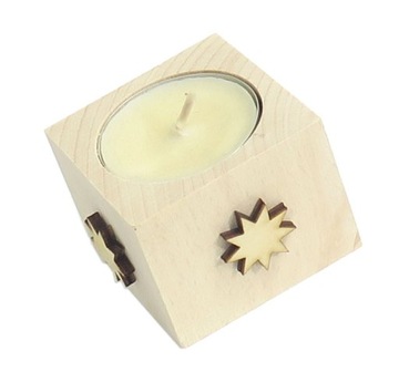 Świecznik drewniany ozdoba DECOUPAGE tealight AC36