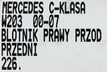 фото thumb №13, 226.błotnik перед передний правый mercedes c w203