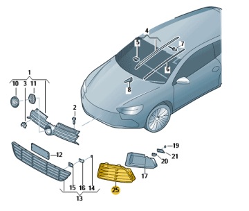 фото thumb №2, Решётка бампера заглушка vw golf vi r20 r правая