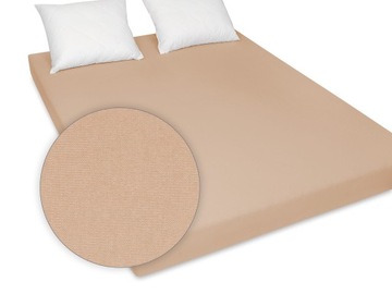 Prześcieradło jersey beżowe na gumce 200x200 cm