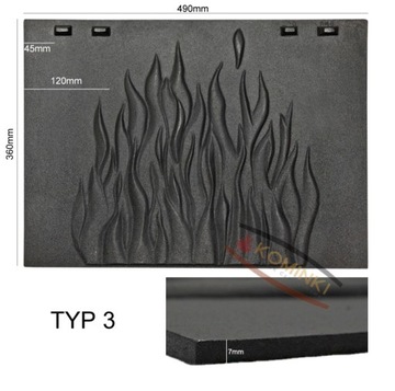 Чугунная задняя панель для каминной топки 49x36 TYP3