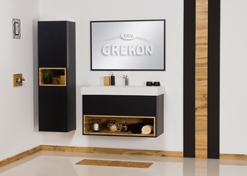 Lustro w czarnej ramie aluminiowej łazienka 100x65