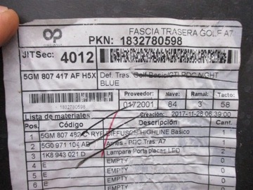 фото thumb №15, Бампер зад 4xpdc vw golf 7 vii рестайлинг gti 17- lh5x 5gm807421an