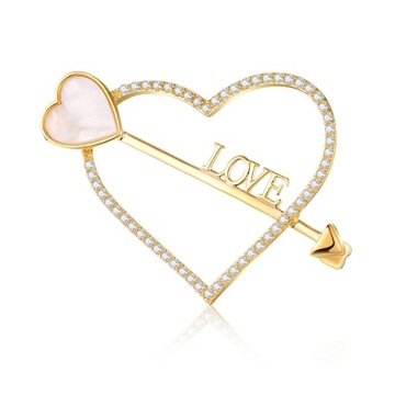 БРОШЬ LUX СЕРДЦЕ LOVE ARROW ПОЗОЛОЧЕННАЯ КОРОБКА
