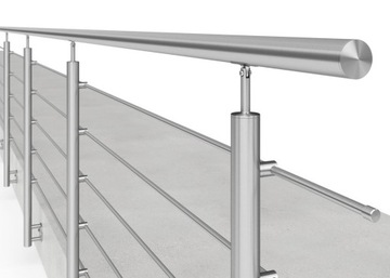 Balustrada nierdzewna, schodowa balkonowa barierka 5 x Ø12 mm długość 2,5 m