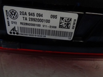 фото thumb №3, Volkswagen оригінальний номер 2ga945094 лампа задня комбінована