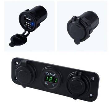 фото thumb №6, Панель вольтметр зарядний пристрій 2x usb 3,1a 3w1 гніздо прикурювача автомобільні