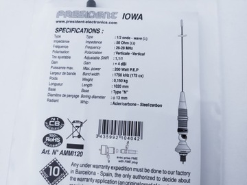PRESIDENT IOWA oryginał z kablem wersja 1