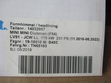 фото thumb №6, 7. стеля mini clubman f54 комплект 19r