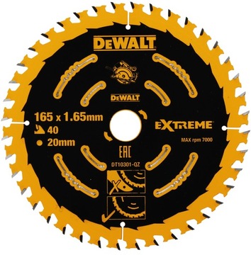 Диск по дереву 165 мм 40z DeWALT EXTREME DT10301