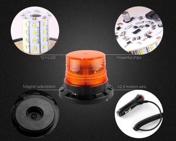 фото thumb №6, Лампа предупредительная strobo kogut led 12-24v магнит