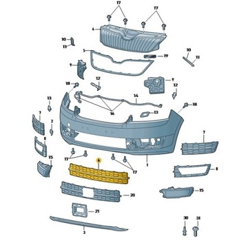 фото thumb №5, Skoda оригінальний номер 5ja853677 решітка вентиляційна, бампер
