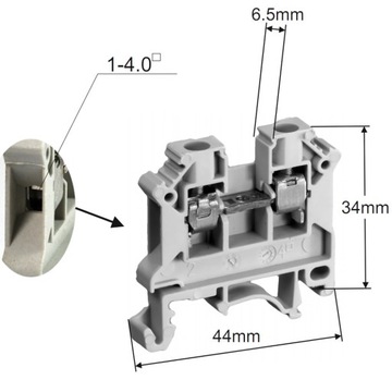 ZŁĄCZKA SZYNOWA 2-PRZEWODOWA 4mm² ŻÓŁTA 11321314