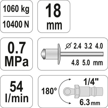 YATO NITOWNICA PNEUMATYCZNA 2,4-5 /1060kg YT-36171