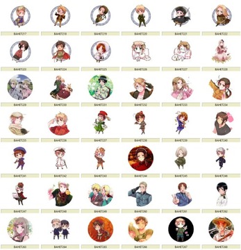 Przypinki Anime Axis Powers Hetalia DUŻY WYBÓR