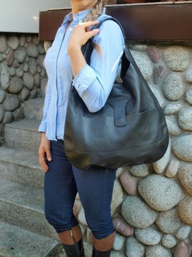 КОЖАНАЯ СУМКА OVERSIZE, ЧЕРНАЯ