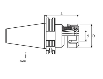 Trzpień Oprawka zaciskowa SK40 ER25 100mm DIN69871