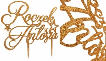 Топпер годовалый с именем ребенка, золото Р2-збр.