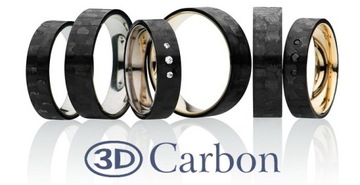 Карбоновые обручальные кольца с 3D золотом GC7 3 мм