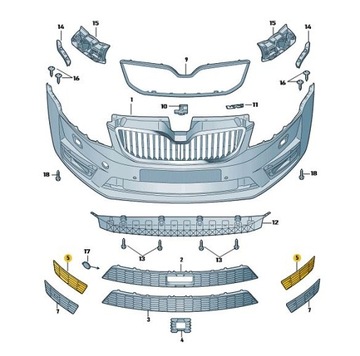фото thumb №2, Ліва решітка решітка бампера skoda octavia 3 rs 5e0807681b9b9