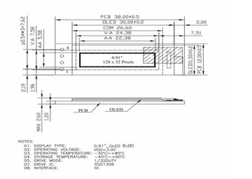 ЖК-дисплей OLED 0,91 дюйма 128x32 I2C