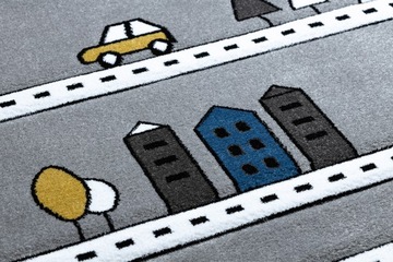 DYWAN DZIECIĘCY MIĘKKI 140x190 ULICA ULICE MIASTO CITY DROGI szary #GR3751