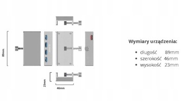 ORICO HUB USB-A 4XUSB-A,5GBPS, BIURKOWY