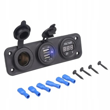 фото thumb №1, Панель вольтметр зарядний пристрій 2x usb 3,1a 3w1 гніздо прикурювача автомобільні