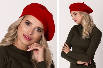 Классический КРАСНЫЙ французский БЕРЕТ с антенной