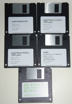 Дискеты 5 шт. MACH64 Windows MPEG драйверы.