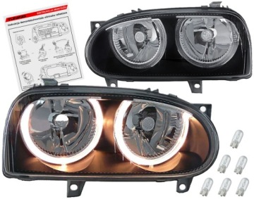 фото thumb №1, Vw golf iii mk3 лампи фари перед передні black h7/h7 кільця