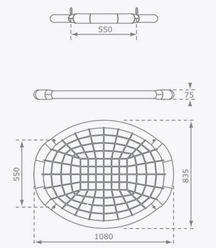 Huśtawka bocianie gniazdo plecione OVAL metalowe wzmocnienia 150kg