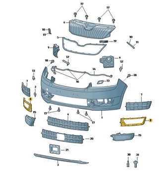фото thumb №3, Решітка решітка радіатора бампера протитуманної фари skoda rapid ліва