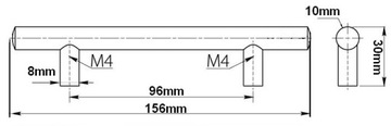 UCHWYT MEBLOWY RELINGOWY RELING 96 MM SATYNA 156