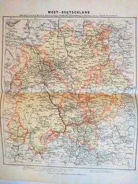 СТАРАЯ КАРТА ЗАПАДА - ГЕРМАТИЧЕСКАЯ ГРАФИКА 1869 ГОДА