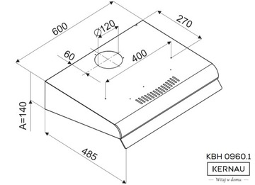 Kernau KBH 0960.1 S вытяжка под шкаф 178 м3/ч LED