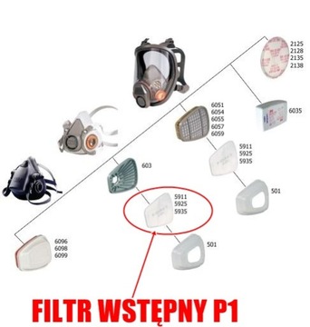 3M 5911 Набор пар фильтров предварительной очистки от пыли, 2 шт.