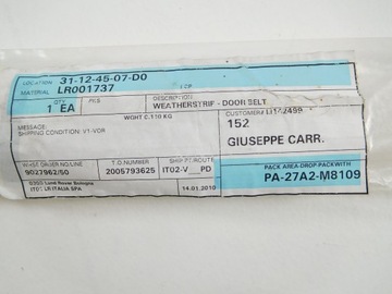 фото thumb №8, Прокладка стёкла дверь правые зад freelander 2 07-14