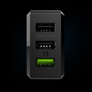 Сетевое зарядное устройство Green Cell, 3 порта USB-A, 30 Вт + 3 светодиода, кабель USB-USB-C, 1,2 м