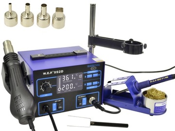 Паяльная станция HOTAIR WEP 992D жало+горячий+стат+ЖК+насадки
