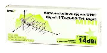 NAJMOCNIEJSZA ANTENA DVB-T Tri-Digit MINI +Kabel+F