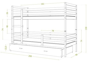Кровать двухъярусная 200x90 белый JACEK