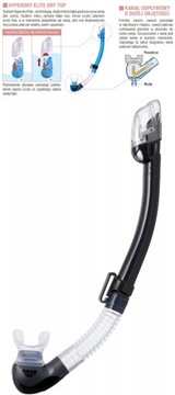 Трубка TUSA HYPERDRY ELITE II SP0101 DRY VALVE для подводного плавания BP розовый
