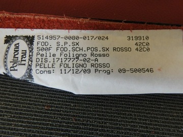 фото thumb №8, Кожа czerwona спинка сиденье левая fiat 500 07-12