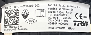 фото thumb №7, Nowa оригинальная подушка водителя dacia sandero stepway ii lift dokker